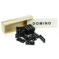 Custom Printed Domino Set Game In Wooden Slide Box - 28 Black Wooden Pieces | Custom Packaging Printing | Free Design Support | Yalla Printing UAE