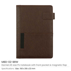 Custom Printed Dorniel A5 Pu Notebooks With Front Pocket & Magnetic Flap | Logo Branding Corporate Gift | UAE Delivery | Yalla Printing UAE