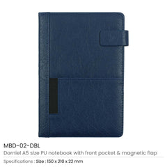 Custom Printed Dorniel A5 Pu Notebooks With Front Pocket & Magnetic Flap | Logo Branding Corporate Gift | UAE Delivery | Yalla Printing UAE