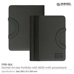 Custom Printed Dorniel Portfolio A4 With 8000Mah Powerbank And LED Logo | Logo Branding Corporate Gift | UAE Delivery | Yalla Printing UAE