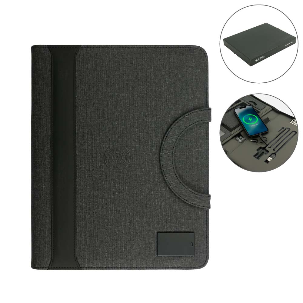 Custom Printed Dorniel Portfolio A4 With 8000Mah Powerbank And LED Logo | Logo Branding Corporate Gift | UAE Delivery | Yalla Printing UAE