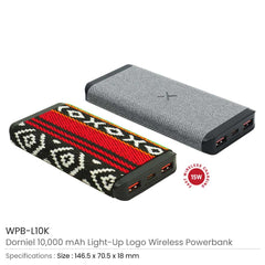 Dorniel Wireless Powerbank 10000 Mah With Light-up Logo | Logo Branding Corporate Gift | UAE Delivery | Yalla Printing UAE