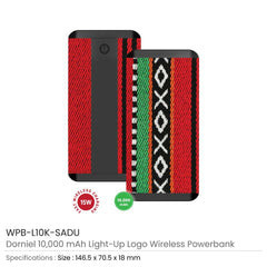 Dorniel Wireless Powerbank 10000 Mah With Light-up Logo | Logo Branding Corporate Gift | UAE Delivery | Yalla Printing UAE