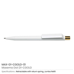 Custom Printed Dot Pens With Gold Push Button | Logo Branding Corporate Gift | UAE Delivery | Yalla Printing UAE