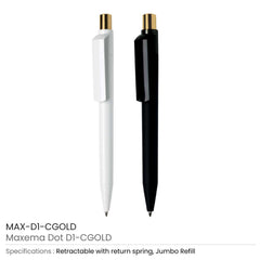Custom Printed Dot Pens With Gold Push Button | Logo Branding Corporate Gift | UAE Delivery | Yalla Printing UAE