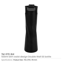 Custom Printed Double Wall Ss Bottles Slim Waist Design 500 Ml | Logo Branding Corporate Gift | UAE Delivery | Yalla Printing UAE