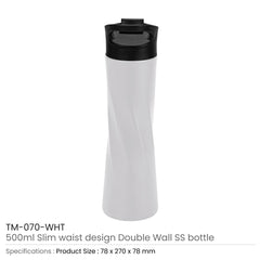 Custom Printed Double Wall Ss Bottles Slim Waist Design 500 Ml | Logo Branding Corporate Gift | UAE Delivery | Yalla Printing UAE