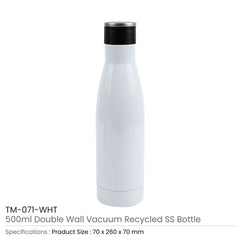 Custom Printed Double Wall Ss Bottles, Twist - Off Lid, Ss Foldable Handle, 500Ml - Stainless Steel | Exhibitions, Conferences, Corporate Events | Yalla Printing UAE