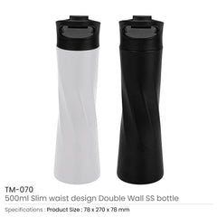 Custom Printed Double Wall Ss Bottles Slim Waist Design 500 Ml | Logo Branding Corporate Gift | UAE Delivery | Yalla Printing UAE