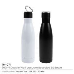 Custom Printed Double Wall Ss Bottles, Twist - Off Lid, Ss Foldable Handle, 500Ml - Stainless Steel | Exhibitions, Conferences, Corporate Events | Yalla Printing UAE