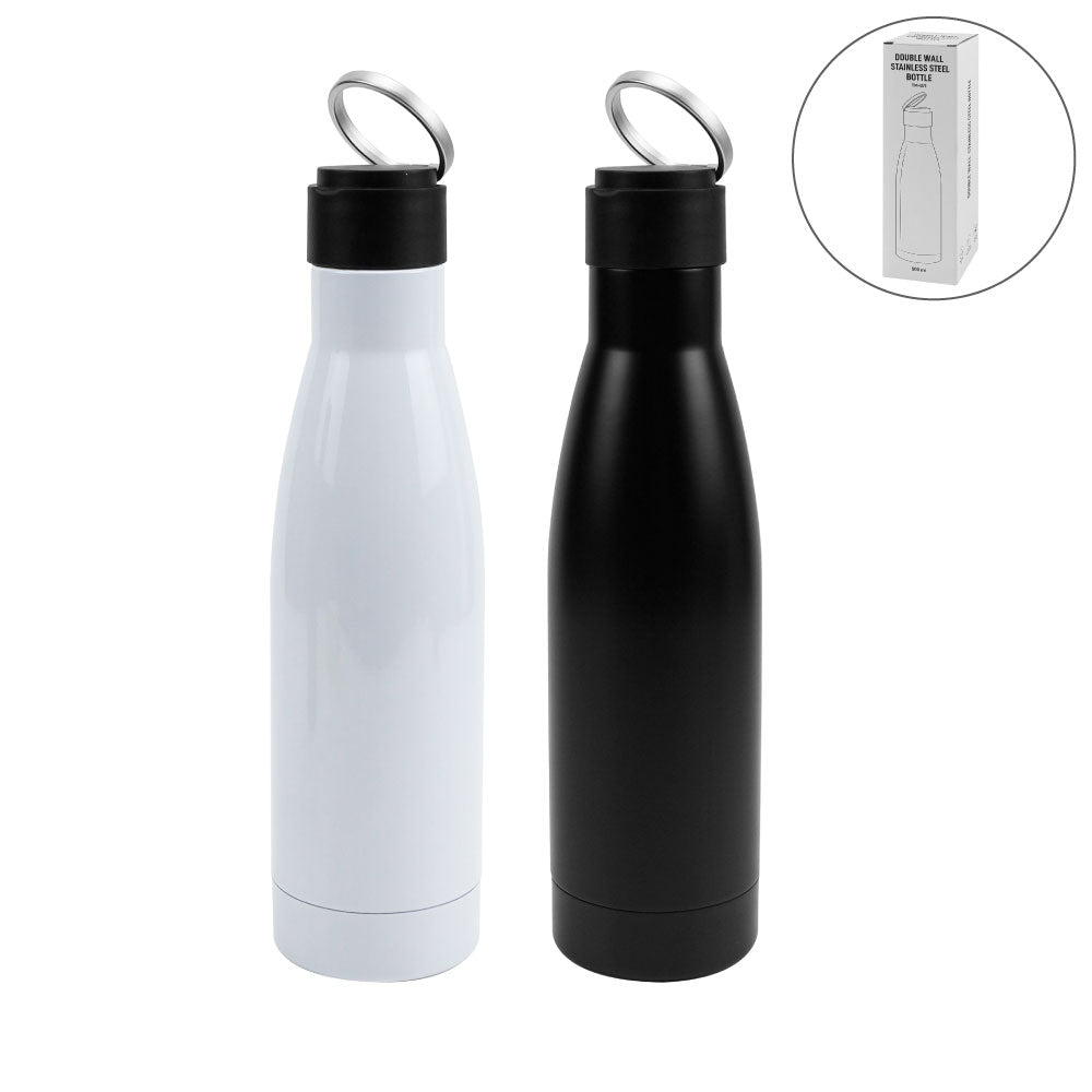Custom Printed Double Wall Ss Bottles, Twist - Off Lid, Ss Foldable Handle, 500Ml - Stainless Steel | Exhibitions, Conferences, Corporate Events | Yalla Printing UAE