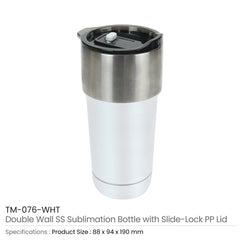 Custom Printed Double Wall Ss Tumblers With Slide - Lock Pp Lid 591Ml 20 Oz - Stainless Steel | Logo Branding Corporate Gift | UAE Delivery | Yalla Printing UAE