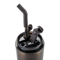 Double Wall Ss Tumblers With Transparent Lid And Metal Straw - 500ml