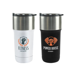 Custom Printed Double Wall Ss Tumblers With Slide - Lock Pp Lid 591Ml 20 Oz - Stainless Steel | Logo Branding Corporate Gift | UAE Delivery | Yalla Printing UAE