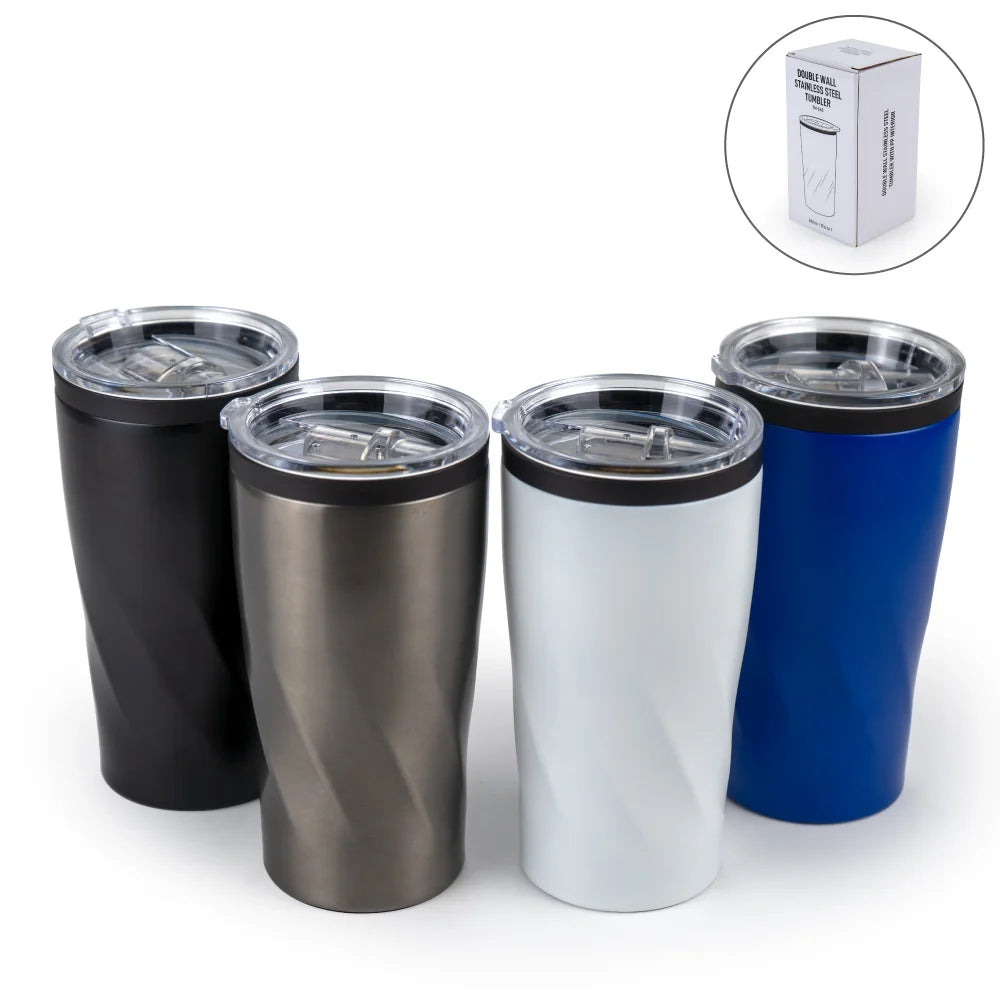 Water Bottles – Double Wall SS Tumblers with PP Interior and Transparent Lid 580ml | Custom Packaging Printing | Free Design Support | Yalla Printing UAE