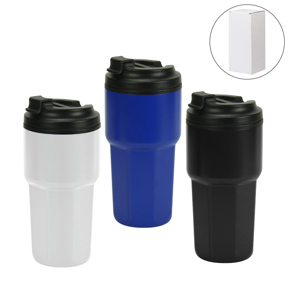 Custom Printed Double Wall Tumblers Flip - Top Pp Lid In 473Ml - Stainless Steel | Logo Branding Corporate Gift | UAE Delivery | Yalla Printing UAE