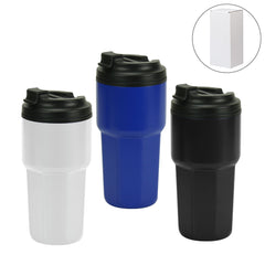 Custom Printed Double Wall Tumblers Flip - Top Pp Lid In 473Ml - Stainless Steel | Logo Branding Corporate Gift | UAE Delivery | Yalla Printing UAE