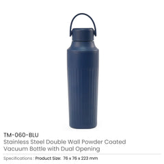 Dual Opening Ss Bottles, Double-wall Insulated Body, Powder Coated, 500ml