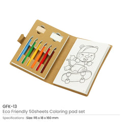 Custom Printed Eco - Friendly Drawing Pad Set With Colored Pencils, Sharpener & Eraser - Recycled Paper | Logo Branding Corporate Gift | UAE Delivery | Yalla Printing UAE