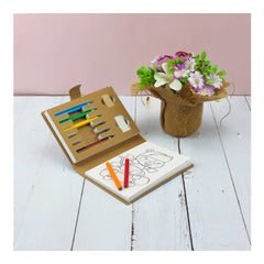 Custom Printed Eco - Friendly Drawing Pad Set With Colored Pencils, Sharpener & Eraser - Recycled Paper | Logo Branding Corporate Gift | UAE Delivery | Yalla Printing UAE