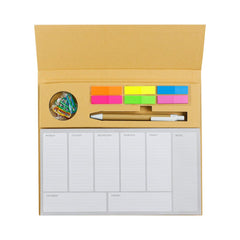 Custom Printed Eco - Friendly Weekly Planner Kit With Pen, Clip, Sticky Notes - Recycled Paper | Logo Branding Corporate Gift | UAE Delivery | Yalla Printing UAE
