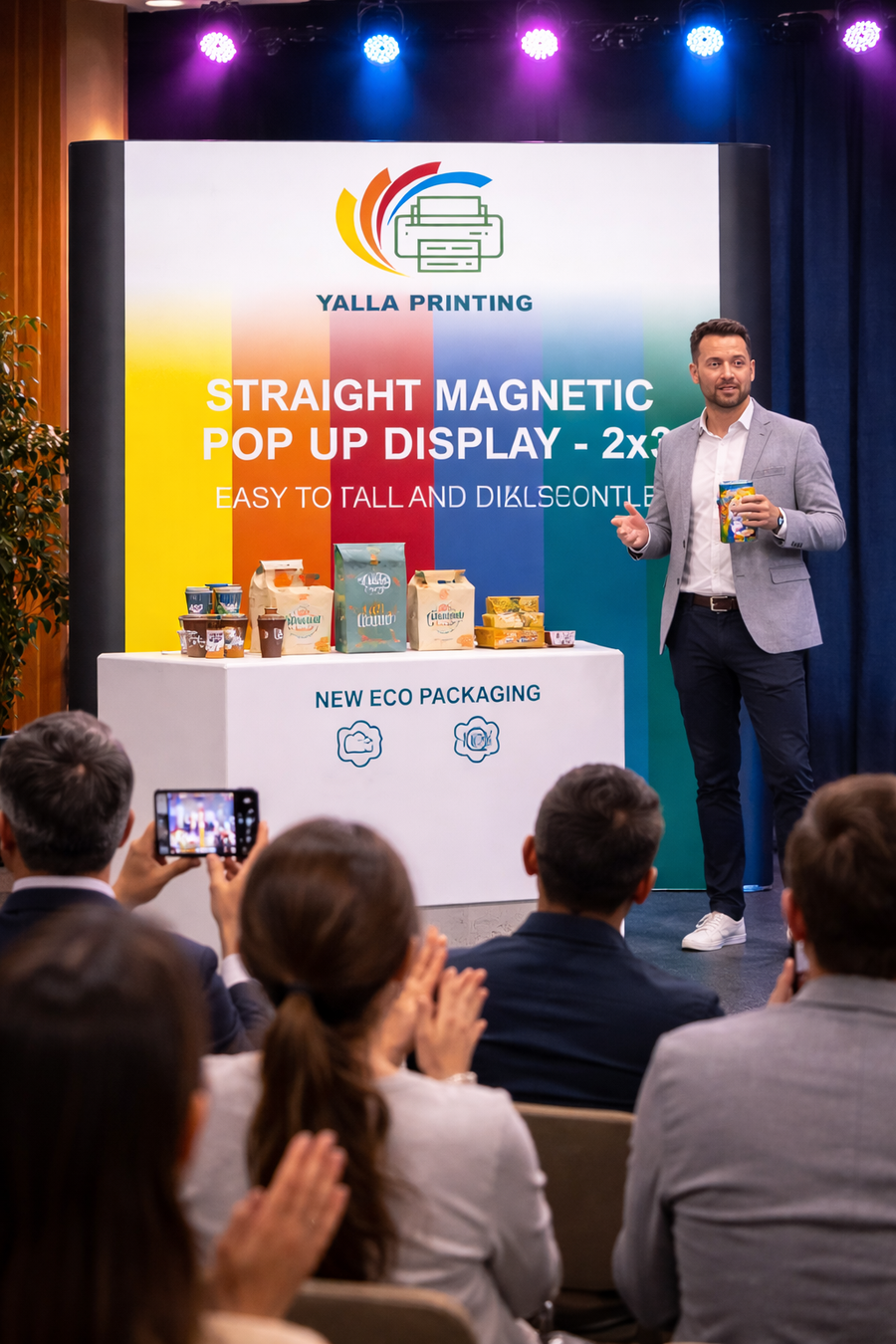 Custom Printed Magnetic Straight Pop Up Stand 2 x 3 with Foldable Structure & Carry Bag – Premium Vinyl Printed Exhibition Backdrop Display | Magnet Panel System for Events, Trade Shows, Retail Promotions & Corporate Branding | Yalla Printing UAE