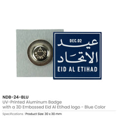 Custom Printed Eid Al Etihad Badges In Aluminum With Magnet Attachment | Corporate Award & Recognition Gift | UAE Delivery | Yalla Printing UAE
