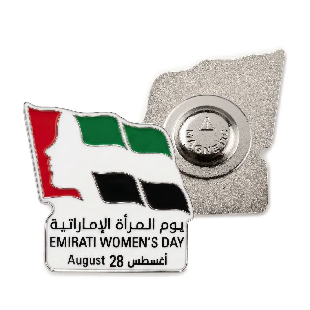 Custom Printed Emirati Women's Day Badges in Metal with Magnet Attachment | Corporate Award & Recognition Gift | UAE Delivery | Yalla Printing UAE