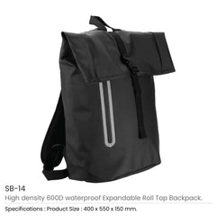 Custom Printed Expandable Roll - Top Backpacks, 600D Polyester Material - Premium Polyester Fabric | Premium Signage & Display Printing | Free Design Support | Yalla Printing UAE