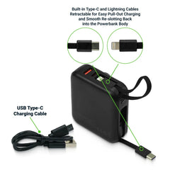 Custom Printed Fast Charging Digital Powerbank 38.5Wh With Built - In Type - C And Lightning Cable, 10000 Mah | Logo Branding Corporate Gift | UAE Delivery | Yalla Printing UAE