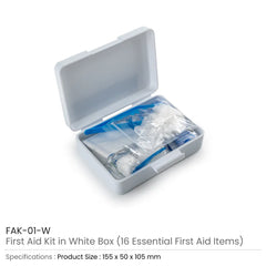 Caps & Headwear – First Aid Kit Set , 16 Essential Items in White Box | Restaurant & Takeaway Branding – Yalla Printing UAE