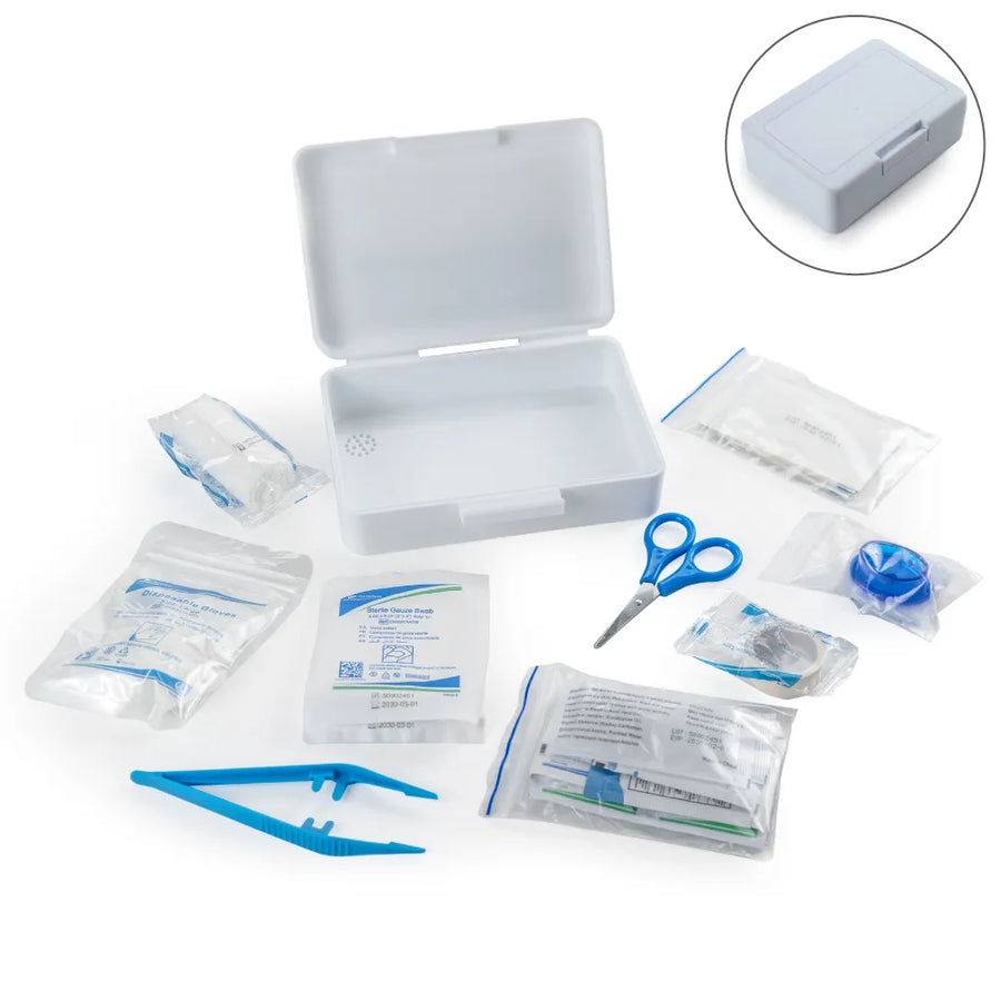 First Aid Kit Set, 16 Essential Items in White Box