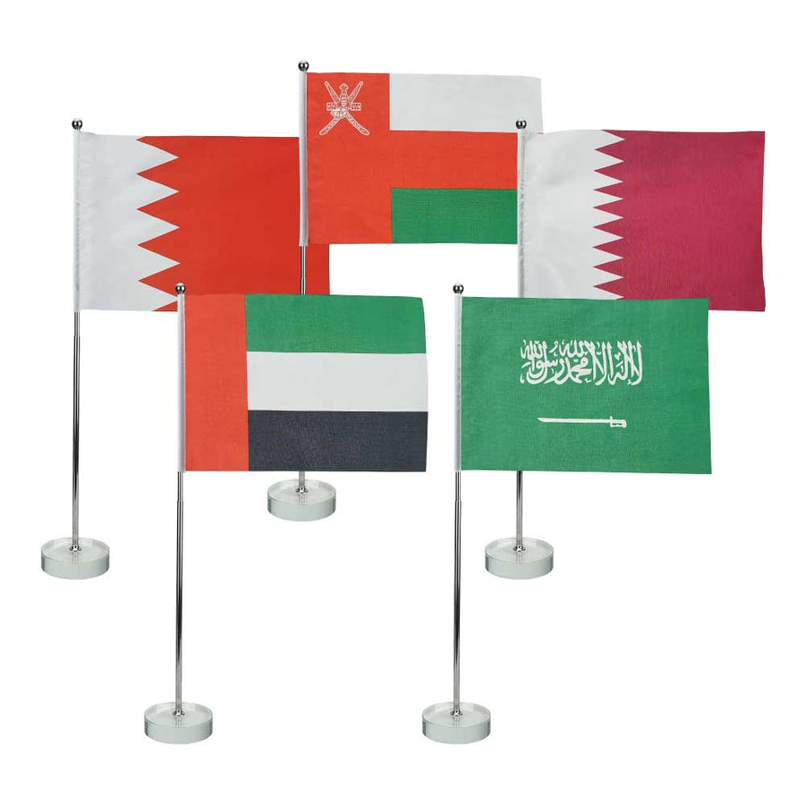Custom Printed Flag With Metal Pole And Glass Base - Premium Polyester Fabric | Exhibitions, Conferences, Corporate Events | Yalla Printing UAE