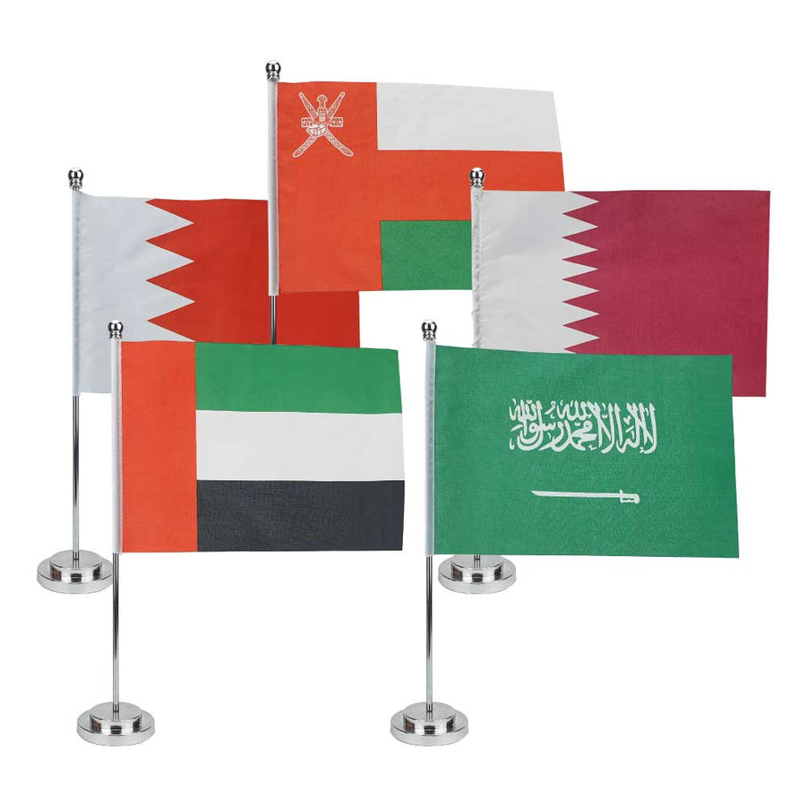 Custom Printed Flag With Metal Pole & Silver Plated Plastic Base - Premium Polyester Fabric | Exhibitions, Conferences, Corporate Events | Yalla Printing UAE