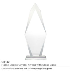 Custom Printed Flame Shaped Crystal Awards | Custom Packaging Printing | Free Design Support | Yalla Printing UAE