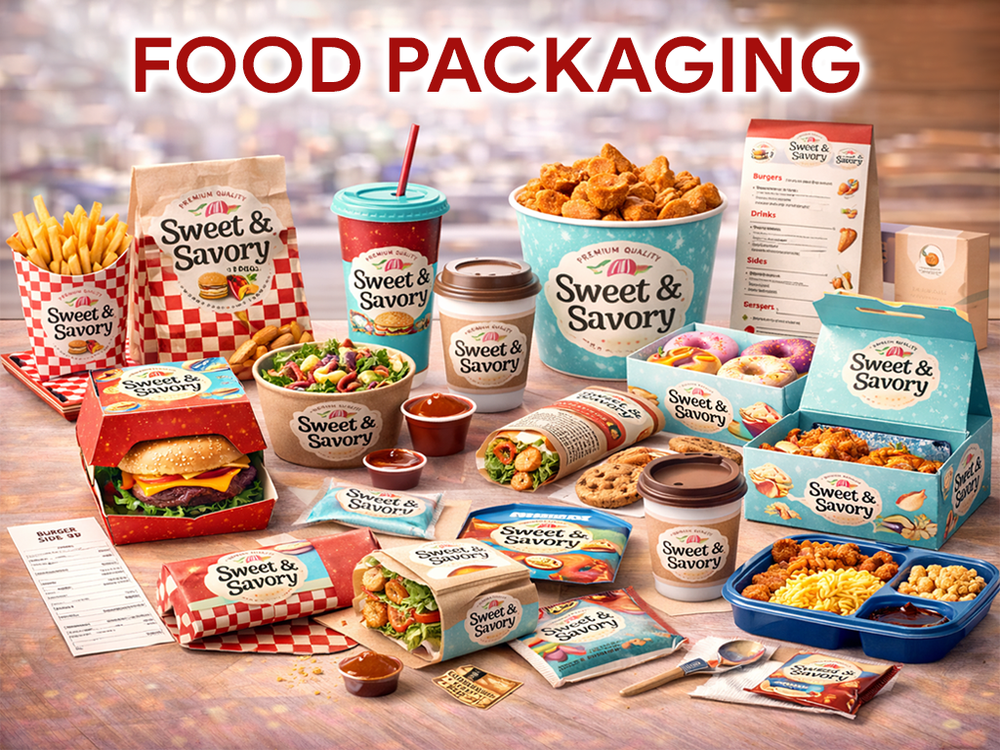 Branded food packaging, cups and takeaway boxes in UAE