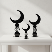 40 cm Black Crescent Moon Islamic Table Décor Sculpture | Modern Ramadan & Eid Home Ornament | Minimalist Acrylic Moon Centerpiece for Living Room, Prayer Area & Gifting