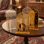 Premium Ramadan Acrylic Table Stand – 30 CM Height | Mosque Arch Islamic Decor | White, Gold & Black Color Options | Elegant Home & Corporate Ramadan Decoration | Yalla Printing UAE