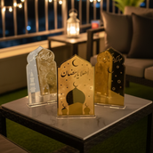 Premium Ramadan Acrylic Table Stand – 30 CM Height | Mosque Arch Islamic Decor | White, Gold & Black Color Options | Elegant Home & Corporate Ramadan Decoration | Yalla Printing UAE
