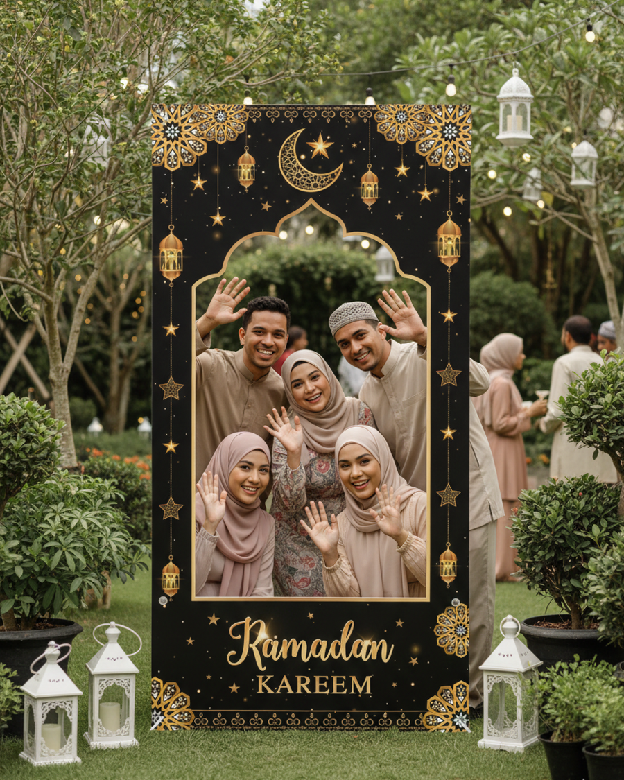 Ramadan Kareem Selfie Frame – Premium Foam Board Photo Booth Frame (2m & 2.5m Height Options | 5mm & 10mm Thickness | Custom Ramadan Event Backdrop | Eid Party Decoration UAE)