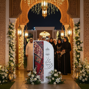 Ramadan Kareem Foam Board Entrance Stand – 160cm Height Islamic Event Display Panel with Arabic Calligraphy & Traditional Pattern Print | Luxury Ramadan & Eid Decoration for Homes, Majlis & Corporate Events