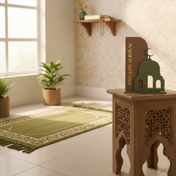 Ramadan Mubarak Acrylic Table Decor – 30cm Premium Islamic Decorative Stand | Mosque & Crescent Design | Modern Ramadan Home & Iftar Centerpiece