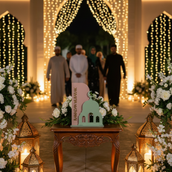 Ramadan Mubarak Acrylic Table Decor – 30cm Premium Islamic Decorative Stand | Mosque & Crescent Design | Modern Ramadan Home & Iftar Centerpiece