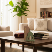 Ramadan Mubarak Acrylic Table Decor – 30cm Premium Islamic Decorative Stand | Mosque & Crescent Design | Modern Ramadan Home & Iftar Centerpiece