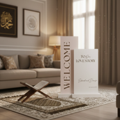 Luxury Dual Panel Wedding Welcome Backdrop Set – 160–180cm Tall Main Panel & 140cm Side Panel | Custom Love Story Event Display | Premium Foam Board Standing Entrance Decor | Indoor & Outdoor Reception Styling UAE