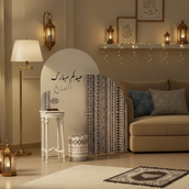 Premium 2 Meter Eid Mubarak Islamic Arch Backdrop Set with Custom Arabic Calligraphy Panel – Luxury Indoor Ramadan & Eid Decoration Display (Freestanding Arch Structure + Statement Panel Design)