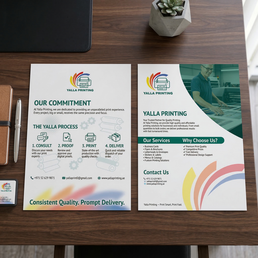 منشورات بحجم A5 على الوجهين – مطبوعات ملونة عالية الجودة | Yalla Printing
