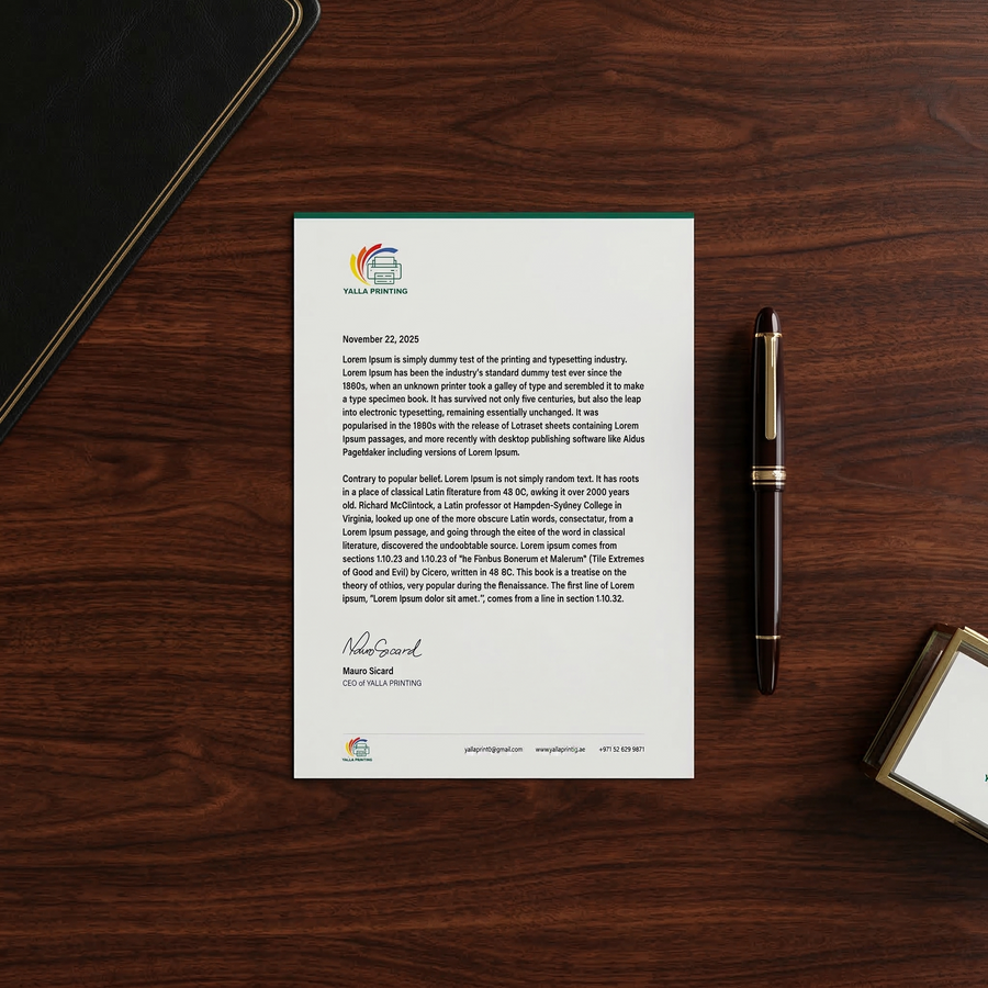 Premium A6 Letterhead Printing UAE – Vibrant Single-Sided Branded Letterheads with Free Design Support