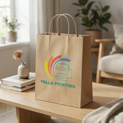 Brown recycled printed paper bag 32.5 x 39.5 x 17 cm