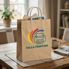 Brown printed paper bag 28 x 31.5 x 15 cm